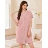 Ekouaer Womens Cotton Nightgowns Button Down Sleep Shirts Soft Night Shirts Night Dress(Pink)