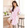 Ekouaer Womens Cotton Nightgowns Button Down Sleep Shirts Soft Night Shirts Night Dress(Pink Bow)