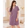 Ekouaer Womens Cotton Nightgowns Button Down Sleep Shirts Soft Night Shirts Night Dress(Purple)