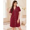 Ekouaer Womens Cotton Nightgowns Button Down Sleep Shirts Soft Night Shirts Night Dress(Red)