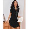 Ekouaer Women’s Nightgown Button Down Nightshirt V Neck Sleepshirt Short Sleeve Sleepwear Soft Pajama Dress(Black)