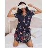 Ekouaer Women’s Nightgown Button Down Nightshirt V Neck Sleepshirt Short Sleeve Sleepwear Soft Pajama Dress(Black Butterfly)