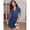 Ekouaer Women’s Nightgown Button Down Nightshirt V Neck Sleepshirt Short Sleeve Sleepwear Soft Pajama Dress(Black Starry Sky)