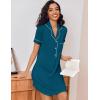 Ekouaer Women’s Nightgown Button Down Nightshirt V Neck Sleepshirt Short Sleeve Sleepwear Soft Pajama Dress(Blue Green)