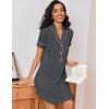 Ekouaer Women’s Nightgown Button Down Nightshirt V Neck Sleepshirt Short Sleeve Sleepwear Soft Pajama Dress(Dark Grey)