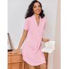 Ekouaer Women’s Nightgown Button Down Nightshirt V Neck Sleepshirt Short Sleeve Sleepwear Soft Pajama Dress(Deep Pink)