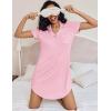 Ekouaer Women’s Nightgown Button Down Nightshirt V Neck Sleepshirt Short Sleeve Sleepwear Soft Pajama Dress(Deep Pink)