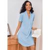 Ekouaer Women’s Nightgown Button Down Nightshirt V Neck Sleepshirt Short Sleeve Sleepwear Soft Pajama Dress(Light Blue)
