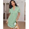 Ekouaer Women’s Nightgown Button Down Nightshirt V Neck Sleepshirt Short Sleeve Sleepwear Soft Pajama Dress(Light Green)