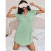 Ekouaer Women’s Nightgown Button Down Nightshirt V Neck Sleepshirt Short Sleeve Sleepwear Soft Pajama Dress(Light Green)