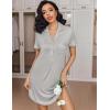 Ekouaer Women’s Nightgown Button Down Nightshirt V Neck Sleepshirt Short Sleeve Sleepwear Soft Pajama Dress(Light Grey)