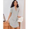 Ekouaer Women’s Nightgown Button Down Nightshirt V Neck Sleepshirt Short Sleeve Sleepwear Soft Pajama Dress(Light Grey)
