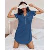 Ekouaer Women’s Nightgown Button Down Nightshirt V Neck Sleepshirt Short Sleeve Sleepwear Soft Pajama Dress(Navy)