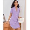 Ekouaer Women’s Nightgown Button Down Nightshirt V Neck Sleepshirt Short Sleeve Sleepwear Soft Pajama Dress(Violet)