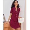 Ekouaer Women’s Nightgown Button Down Nightshirt V Neck Sleepshirt Short Sleeve Sleepwear Soft Pajama Dress(Wine Red)