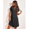 Ekouaer Women’s Nightgown Short Flare Sleeve Sleepshirt V-Neck Sleepwear Soft Nightshirt Pajama Dress S-XXL(Black)