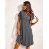 Ekouaer Women’s Nightgown Short Flare Sleeve Sleepshirt V-Neck Sleepwear Soft Nightshirt Pajama Dress S-XXL(Grey)
