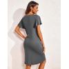 Ekouaer Women’s Nightgown Short Flare Sleeve Sleepshirt V-Neck Sleepwear Soft Nightshirt Pajama Dress S-XXL(Grey)