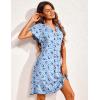 Ekouaer Women’s Nightgown Short Flare Sleeve Sleepshirt V-Neck Sleepwear Soft Nightshirt Pajama Dress S-XXL(Moon Print)