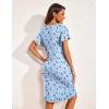 Ekouaer Women’s Nightgown Short Flare Sleeve Sleepshirt V-Neck Sleepwear Soft Nightshirt Pajama Dress S-XXL(Moon Print)