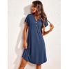 Ekouaer Women’s Nightgown Short Flare Sleeve Sleepshirt V-Neck Sleepwear Soft Nightshirt Pajama Dress S-XXL(Navy)