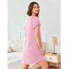 Ekouaer Women’s Nightgown Short Flare Sleeve Sleepshirt V-Neck Sleepwear Soft Nightshirt Pajama Dress S-XXL(Pink)