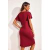 Ekouaer Women’s Nightgown Short Flare Sleeve Sleepshirt V-Neck Sleepwear Soft Nightshirt Pajama Dress S-XXL(Wine Red)