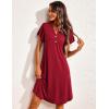 Ekouaer Women’s Nightgown Short Flare Sleeve Sleepshirt V-Neck Sleepwear Soft Nightshirt Pajama Dress S-XXL(Wine Red)