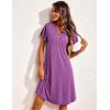 Ekouaer Women’s Nightgown Short Flare Sleeve Sleepshirt V-Neck Sleepwear Soft Nightshirt Pajama Dress S-XXL(Wineberry)