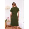 Ekouaer Women’s Nightshirt Short Sleeve Button Down Nightgown V-Neck Sleepwear Pajama Dress(Army Green)