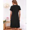 Ekouaer Women’s Nightshirt Short Sleeve Button Down Nightgown V-Neck Sleepwear Pajama Dress(Black)