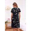Ekouaer Women’s Nightshirt Short Sleeve Button Down Nightgown V-Neck Sleepwear Pajama Dress(Black Moon Print)