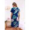 Ekouaer Women’s Nightshirt Short Sleeve Button Down Nightgown V-Neck Sleepwear Pajama Dress(Blue Leaves)