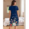 Ekouaer Women’s Nightshirt Short Sleeve Button Down Nightgown V-Neck Sleepwear Pajama Dress(Blue With Colorful Flower)