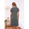 Ekouaer Women’s Nightshirt Short Sleeve Button Down Nightgown V-Neck Sleepwear Pajama Dress(Dark Grey)