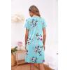 Ekouaer Women’s Nightshirt Short Sleeve Button Down Nightgown V-Neck Sleepwear Pajama Dress(Green Floral)