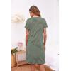 Ekouaer Women’s Nightshirt Short Sleeve Button Down Nightgown V-Neck Sleepwear Pajama Dress(Green Striped)