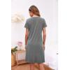Ekouaer Women’s Nightshirt Short Sleeve Button Down Nightgown V-Neck Sleepwear Pajama Dress(Grey)