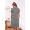 Ekouaer Women’s Nightshirt Short Sleeve Button Down Nightgown V-Neck Sleepwear Pajama Dress(Grey Striped)