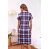 Ekouaer Women’s Nightshirt Short Sleeve Button Down Nightgown V-Neck Sleepwear Pajama Dress(Lattice)