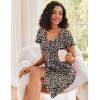 Ekouaer Women’s Nightshirt Short Sleeve Button Down Nightgown V-Neck Sleepwear Pajama Dress(Leopard Print)
