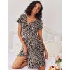 Ekouaer Women’s Nightshirt Short Sleeve Button Down Nightgown V-Neck Sleepwear Pajama Dress(Leopard Print)