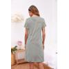 Ekouaer Women’s Nightshirt Short Sleeve Button Down Nightgown V-Neck Sleepwear Pajama Dress(Light Grey Striped)