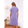 Ekouaer Women’s Nightshirt Short Sleeve Button Down Nightgown V-Neck Sleepwear Pajama Dress(Lilac)