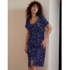 Ekouaer Women’s Nightshirt Short Sleeve Button Down Nightgown V-Neck Sleepwear Pajama Dress(Navy Blue Stars)