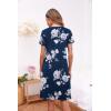 Ekouaer Women’s Nightshirt Short Sleeve Button Down Nightgown V-Neck Sleepwear Pajama Dress(Navy Floral)