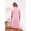 Ekouaer Women’s Nightshirt Short Sleeve Button Down Nightgown V-Neck Sleepwear Pajama Dress(Pink)