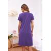 Ekouaer Women’s Nightshirt Short Sleeve Button Down Nightgown V-Neck Sleepwear Pajama Dress(Purple)