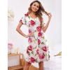 Ekouaer Women’s Nightshirt Short Sleeve Button Down Nightgown V-Neck Sleepwear Pajama Dress(Red Flowers)