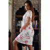 Ekouaer Women’s Nightshirt Short Sleeve Button Down Nightgown V-Neck Sleepwear Pajama Dress(White Floral)
